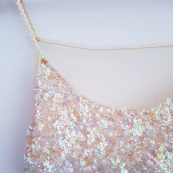 Golden Ombre sheer back Sequin Camisole Top open back - Picture 4 of 9
